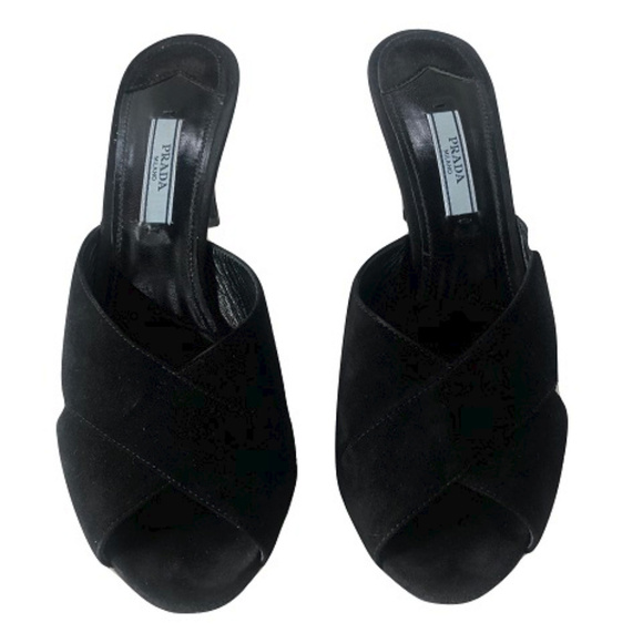 Prada Suede Slide Stiletto Heels, Size 7-7.5 - Picture 2 of 7